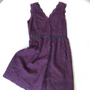 Loft V-neck Sleeveless Purple Lace Dress 00P NWT